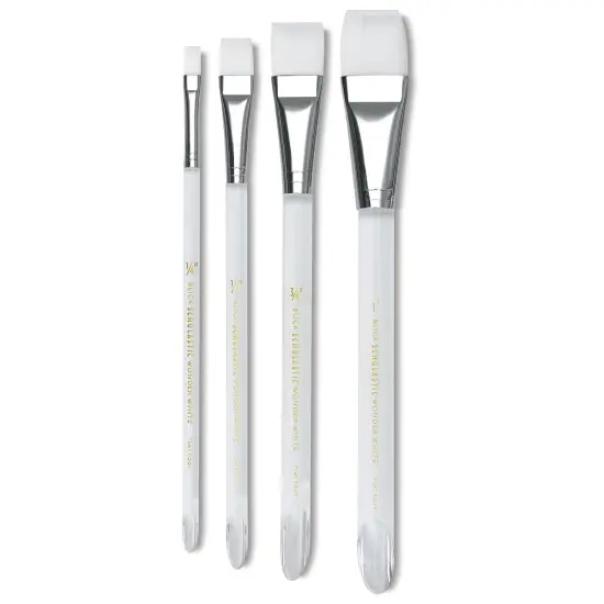 Blick Scholastic Wonder White Brush Set - Flat Foot, Short Handle, Set of 4 {1}