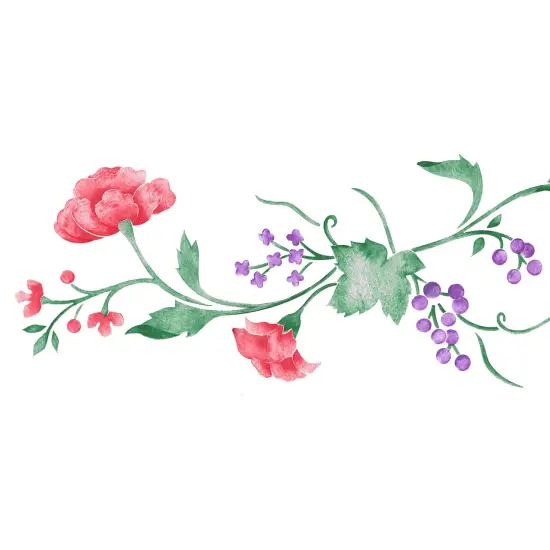 Rose and Berry Vine Wall Stencil | 343 by Designer Stencils | Floral Stencils | Reusable Art Craft Stencils for Painting on Walls, Canvas, Wood | Reusable Plastic Paint Stencil for Home Makeover | Easy to Use & Clean Art Stencil {2}