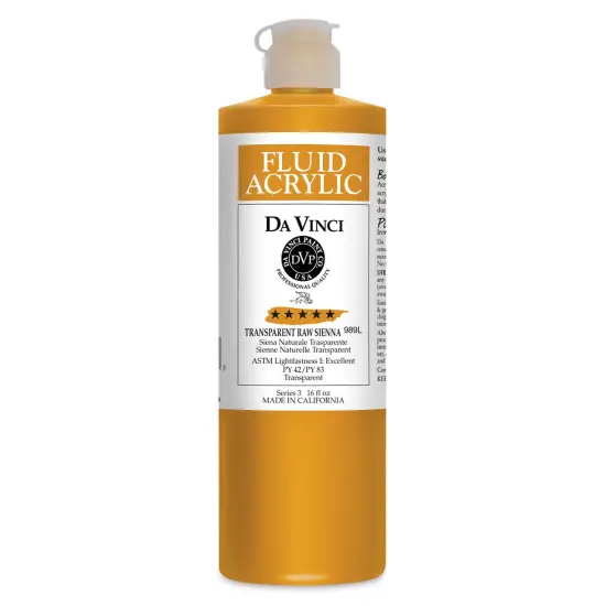 Da Vinci Fluid Acrylics - Transparent Raw Sienna, 16 oz bottle {1}