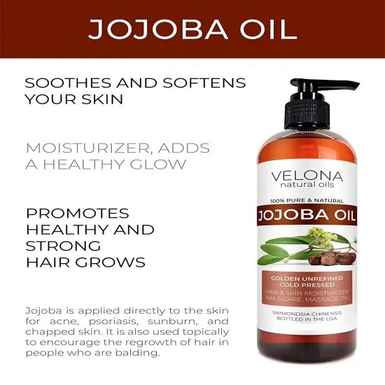 Jojoba Oil - 32 oz (With Pump) | 100% Pure and Natural | Golden, Unrefined, Cold Pressed, Hexane Free | Moisturizing Face, Hair, Body, Skin Care, Stretch Marks, Cuticles {2}