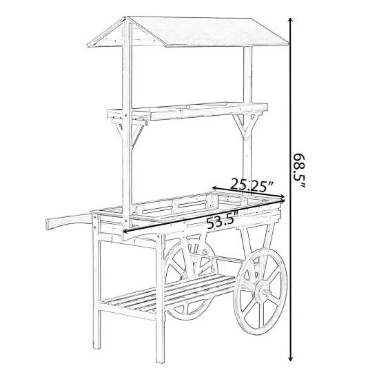Large Wooden 3 Tier Rolling Table Cart with 2 Wheels for Home Decor Modern Wagon with Shelves for Display Rack, Coffee Station, Food Stand, Beverage Bar, and Tea Stall {4}