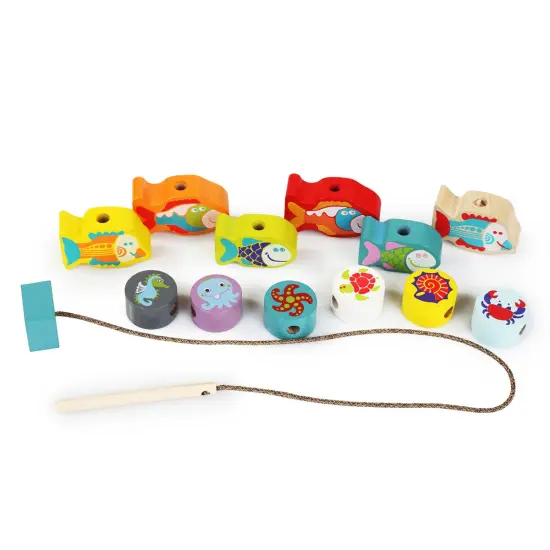 Wise Elk/Cubika Wooden Lacing Toy - Fishes {1}