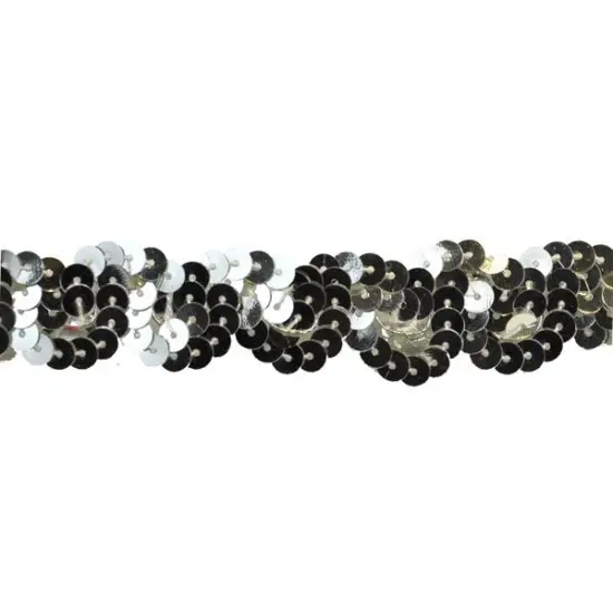 Belagio Sequin Trim, 1" Wide, Serpentine Design, 10-Yard Bolt, Silver {1}