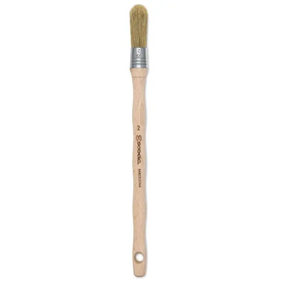 Escoda Natural Bristle Brushes - Round Domed, Size 2, Long Handle {1}