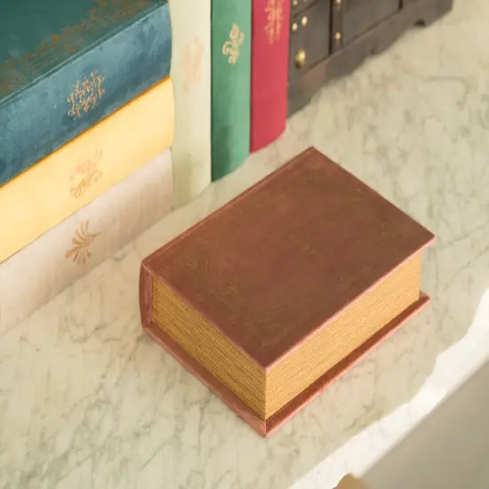 Decorative Vintage Book Shaped Trinket Storage Box Brown {6}