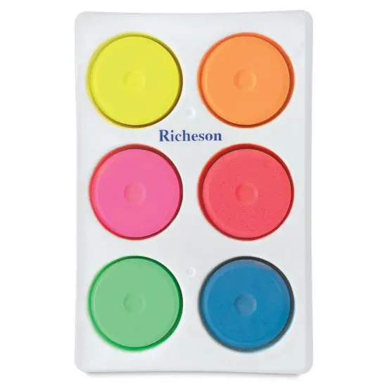 Richeson Tempera Cakes - Set of 6 with Tray, Fluorescent Colors, Small Cakes {1}