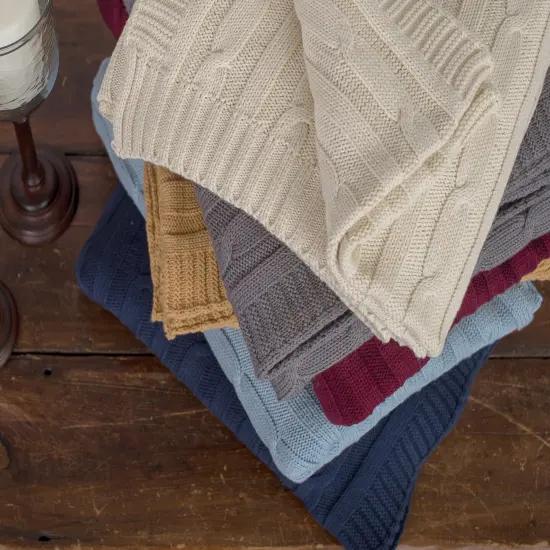 50" x 60" Cable Knit Throw {3}