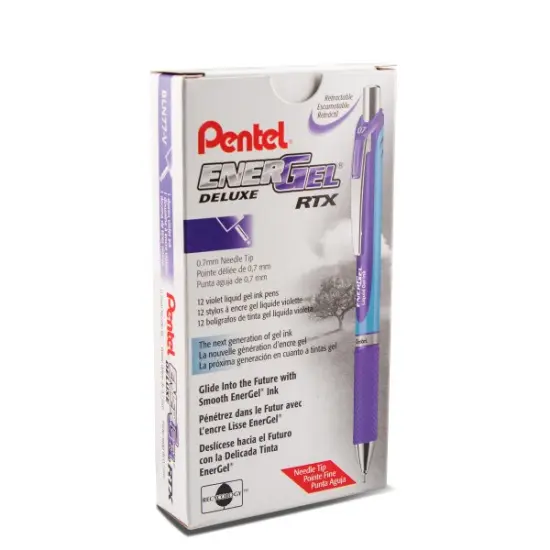 EnerGel RTX Retractable Liquid Gel Pen, (0.7mm) Needle Tip, Medium Line, Violet Ink {2}