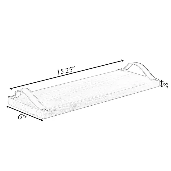 Decorative Natural Wooden Rectangular Tray Serving Board with Brown Leather Handles {4}
