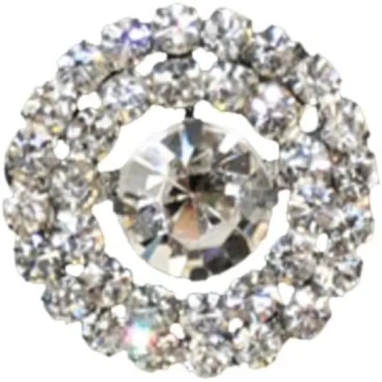 Belagio Rhinestone Shank Button, 0.75" Diameter, 1 Piece, Circle Design, Silver/Crystal {1}