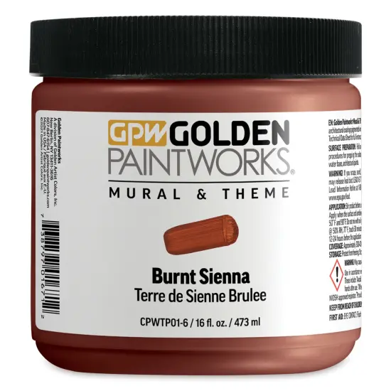 Golden Paintworks Mural and Theme Acrylic Paint - Burnt Sienna, 16 oz, Jar {1}