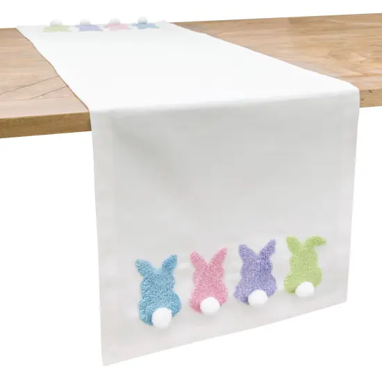 Easter Bunny Rabbit Bum Tufted Spring Cotton Quilted Table Runner 14" x 51" {4}