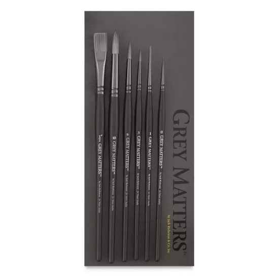 Richeson Grey Matters Brush Set - Synthetic Watercolor Brushes, Short Handle, Set of 6 {1}