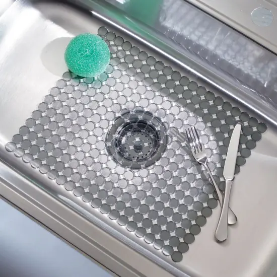 mDesign Plastic Kitchen Sink Protector Set - Circle Design - Set of 3 {2}