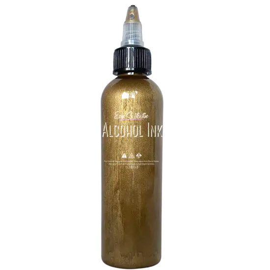 Premium Alcohol Ink | Metallic and Vibrant | High Saturated Unique Colors | For Tumblers, Coasters, Resin Dye, Alcohol Ink Paper, Yupo, Resin Petri Dish | 4 oz by volume | by Ezgi Sertcetin Metallic bronze {1}