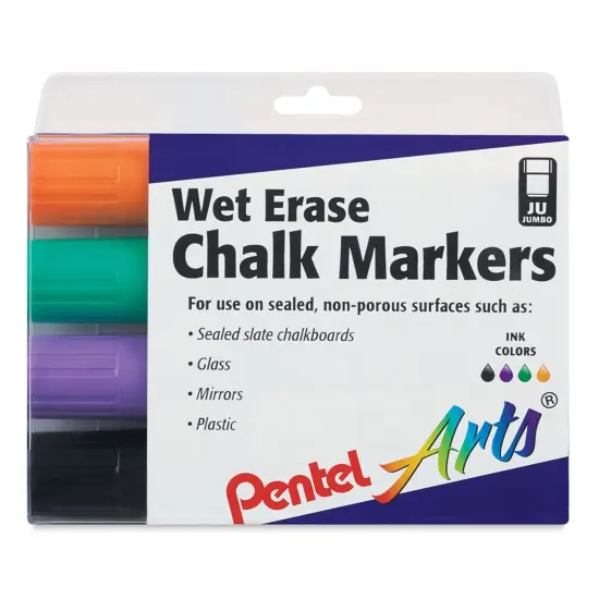 Pentel Wet Erase Chalk Markers - Secondary Colors, Jumbo Point, Set of 4 {1}