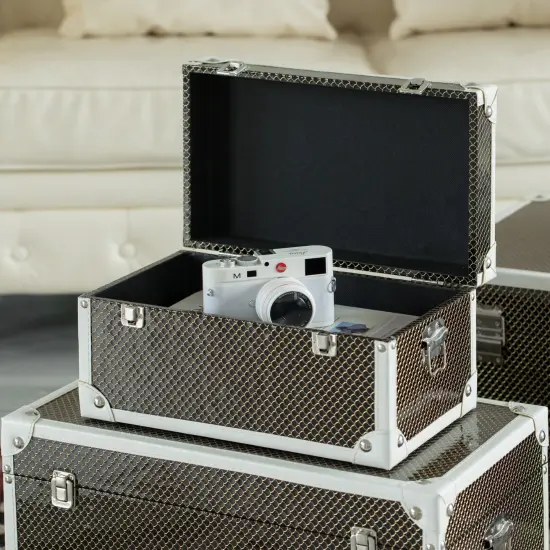 Faux Leather Storage Trunk Set of 3 {5}