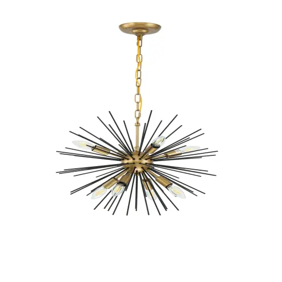 Timber 8 light Brass and Black pendant {3}