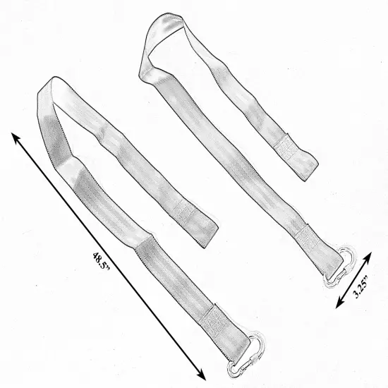 Hanging Black Nylon Straps with Metal Carabiners, Set of 2 {6}