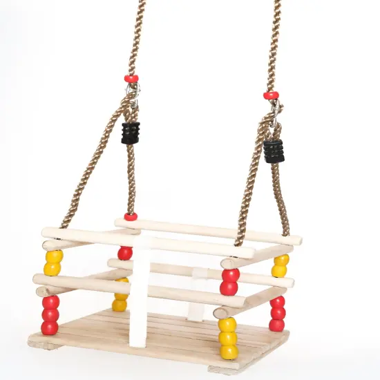 Wooden Baby Swing with Hanging Ropes, for Babies and Toddlers {1}