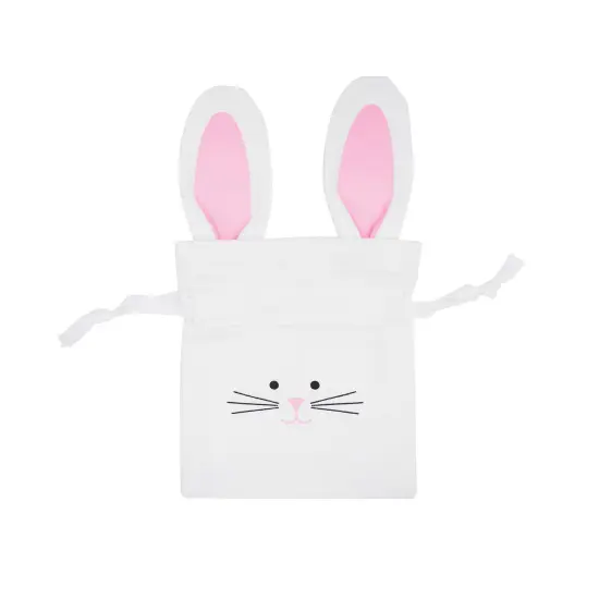 6.5" x 7" Cute Bunny Rabbit w/ Pink Ears Cotton Easter Egg Hunt Gift Basket {1}