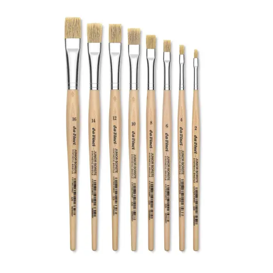 Da Vinci Junior Synthetic Bristle Brushes - Short Handle, Flat, Set of 8 {1}