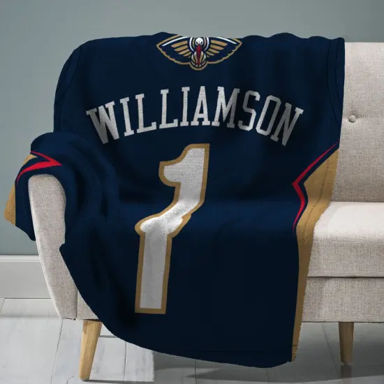 Sleep Squad New Orleans Pelicans Zion Williamson 60&rdquo; x 80&rdquo; Raschel Plush Jersey Basketball Blanket {1}