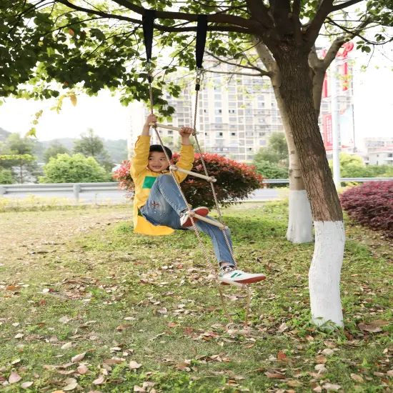 Wooden Swings with 4 Included Ropes, Tree Swing, Swing Bar, Climbing Rope Ladder and Swing Seat {6}