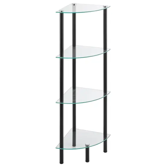 mDesign Glass Corner 4-Tier Storage Organizer Tower Cabinet {5}