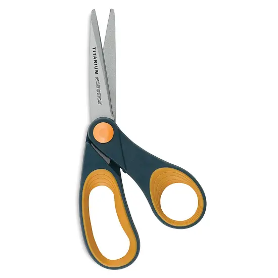 Westcott Bonded Scissors - 8", Gray/Yellow, Bent, Non-Stick Titanium {2}