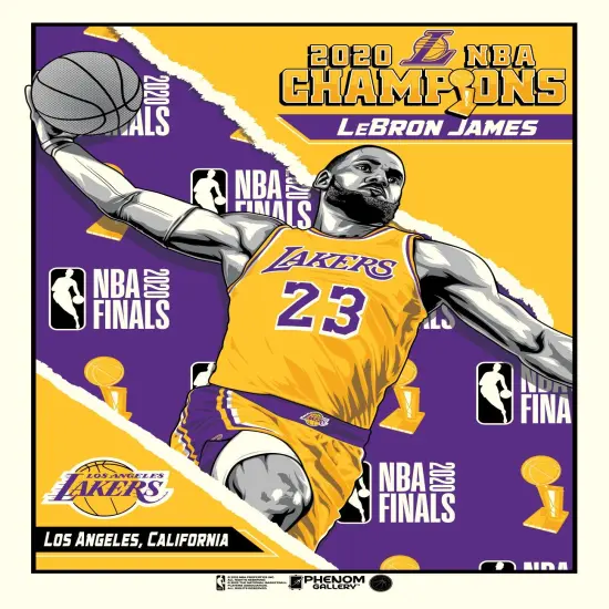 Phenom Gallery Los Angeles Lakers 2020 NBA Champions LeBron James 18" x 24" Serigraph {3}