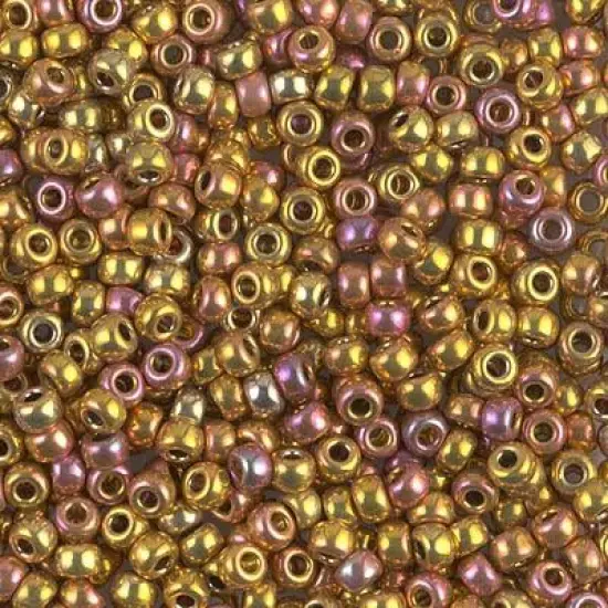 Miyuki 8 Round Seed Bead, 8-199, 24kt Gold Iris (Like DB 501), 10 grams {1}