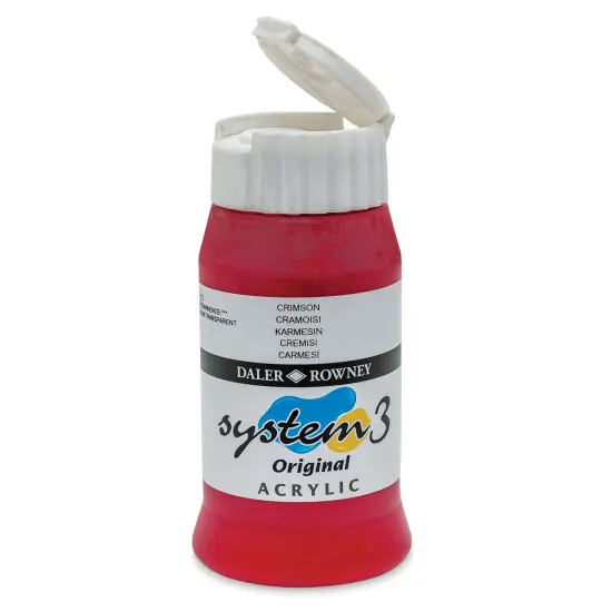 Daler-Rowney System3 Acrylic - Crimson, 500 ml bottle {1}