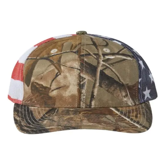 Kati&reg; Printed Mesh Trucker Cap Navy/ USA Flag {5}