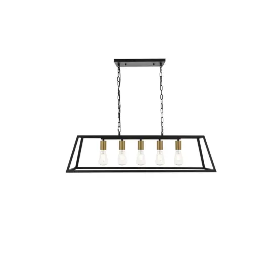 Resolute 5 light brass and black Pendant {1}