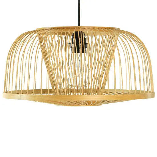 Modern Oval Bamboo Wicker Rattan Hanging Light Shade for Living Room, Dining Room, Entryway {1}
