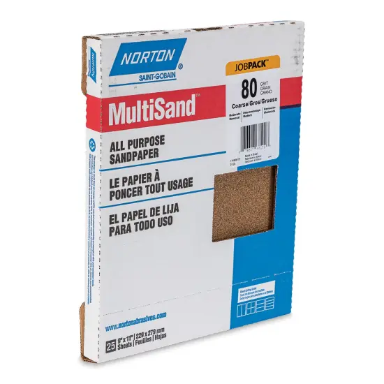 Norton Sandpaper - 25 Sheets, 9" x 11", Coarse, 80 grit {1}