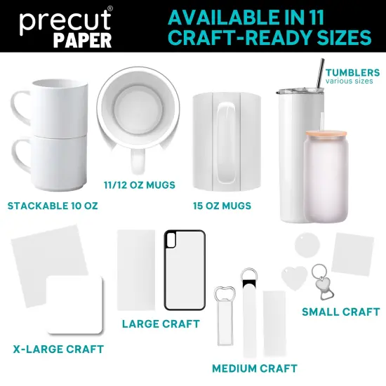 Precut Butcher Paper Sheets for Sublimation & Heat Press Crafts (Medium, 5.5 in x 2 in), White, Uncoated {7}