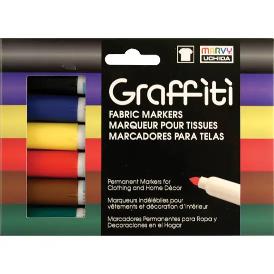 Uchida Graffiti Fabric Markers 6/Pkg-Primary {1}