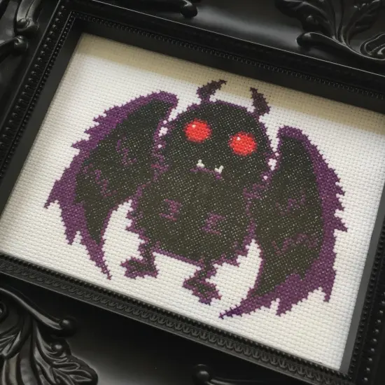 Mothman Counted Cross Stitch DIY KIT Intermediate {1}