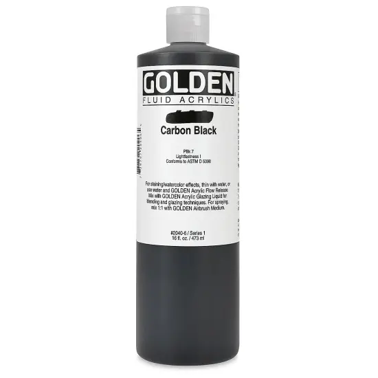 Golden Fluid Acrylics - Carbon Black, 16 oz bottle {2}