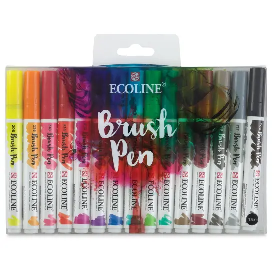 Royal Talens Ecoline Brush Pen Markers Set - Assorted Colors, Set of 15 {2}