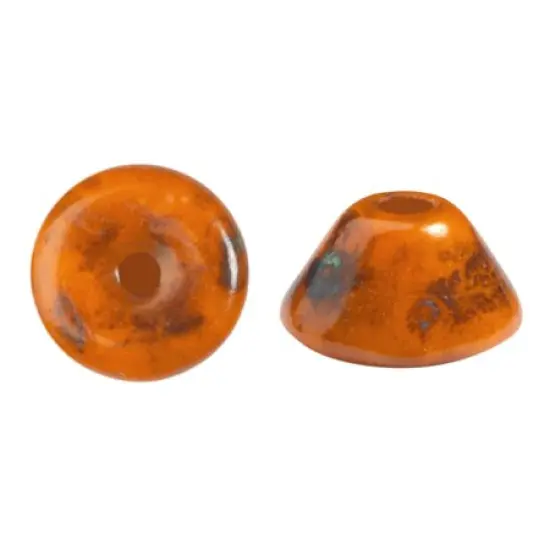 Konos Par Puca&reg; Czech glass bead, Frost Tangerine Travertin, 10 grams {1}