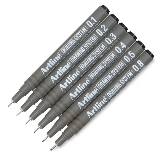 Artline Drawing Pen Set - Assorted Sizes, Wallet, Set of 6 {1}