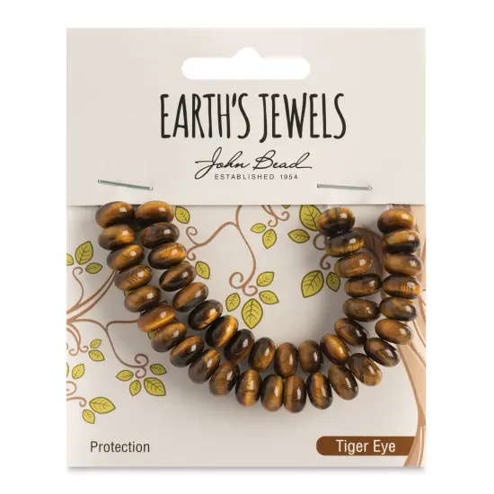 John Bead Earth&rsquo;s Jewels Tiger Eye Beads - Donut Rondelle, Pkg of 41, 5 mm x 8 mm {1}
