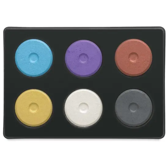 Richeson Tempera Cakes - Set of 6 with Tray, Metallic Colors, Mini Cakes {1}