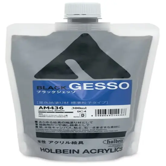 Holbein Acrylic Medium - Black Acrylic Gesso, 300 ml pouch {1}