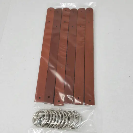 Blank Leather Keyrings 12 Pack &ndash; Pre-Cut Blanks with Hardware for Hot, Foil Stamping & Engraving Russet {2}