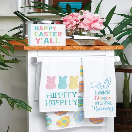 4.75" Spring "Happy Easter Y'All" Decorative Wood Single Centerpiece Block {5}