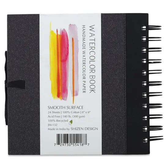 Shizen Watercolor Journal - 6" x 6", Hot Press, Black Cover {2}